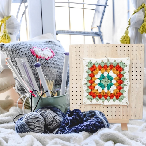 Wooden Crochet Blocking Board Handcrafted Knitting Mat Set 1