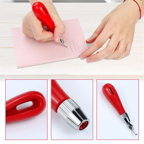 4Pcs Rubber Block Stamp Carving with Cutter Tools 2