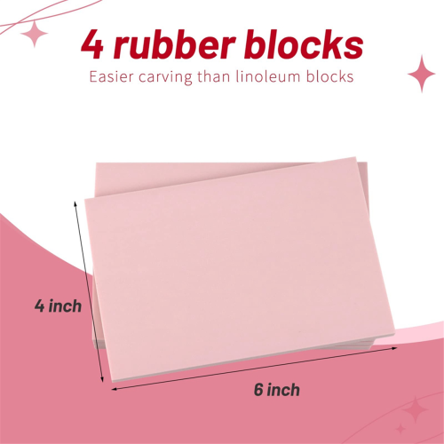 4Pcs Rubber Block Stamp Carving with Cutter Tools 1