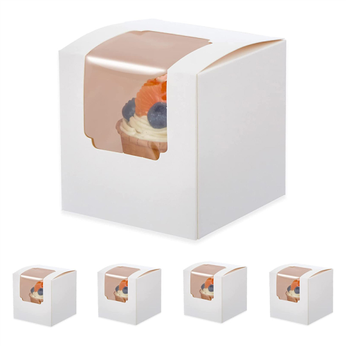 100Pcs Cupcake Box Individual with Insert, Small Pastry Treat Boxes