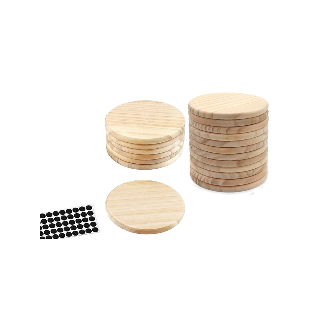 20Pcs Unfinished Wood Coasters, 4 Inch Round Blank Wooden Coasters