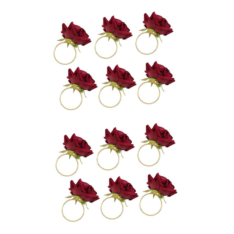 12Pcs/Lot Romantic Rose Napkin Rings Alloy Buckle Holder For Wedding Receptions Gifts Holiday Banquet Decoration 4853956065939