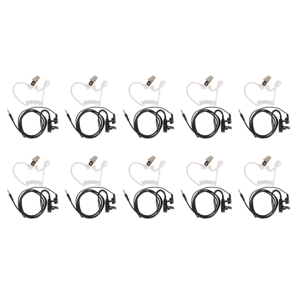 10X Surveillance Security Clear Coiled Acoustic Air Tube Earpiece Ptt For Mobile Phone 4853956077659