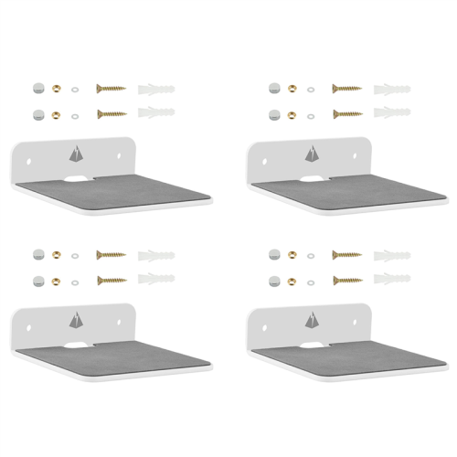 4X Wall Shelf Speaker Stand, Small Mount for Bluetooth Speaker, Cell Phones,(White)