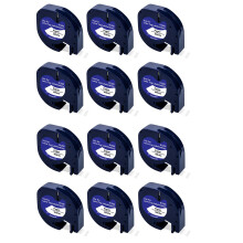 12Pc Label Tape Compatible with Maker Refill Paper Labeling Black on White for LetraTag 91330 10697