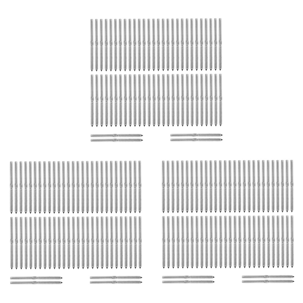 90 Pairs Hand Thread Lag Screws For 1/8 Inch Cable Railing Stair Deck Wood Post Screw 4853956080109