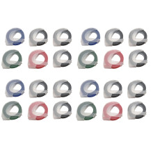 24 Roll Embossing Label Maker Tape 3D Plastic 9mm x White on Black/ Blue/ Red/ Green for