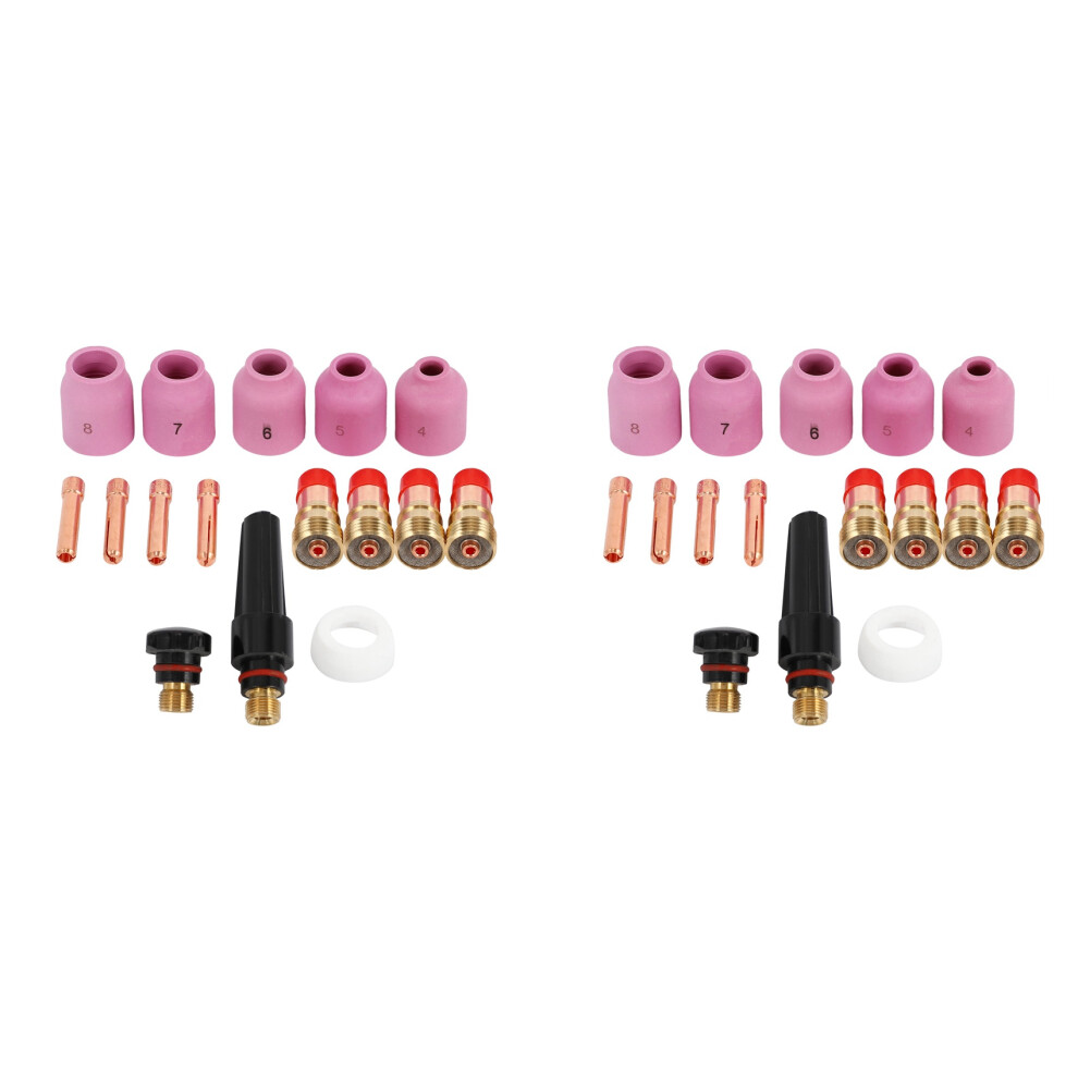 Tig Welding Torches Stubby Gas Lens Collets Alumina Nozzles Back Cap Kit For 17 18 26 Series 32Pcs 4853956085265