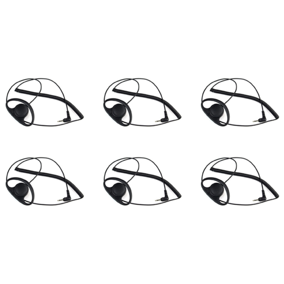 6X, 3.5Mm Listen Only D Shape Earphone Headset Earpiece Earhook For Speaker Mic Walkie-Talkie 4853956085272