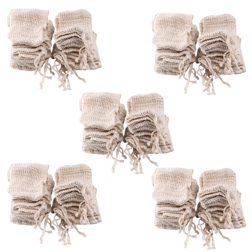 Exogio 150 Pack Natural Sisal Soap Bag Exfoliating Saver Pouch Holder