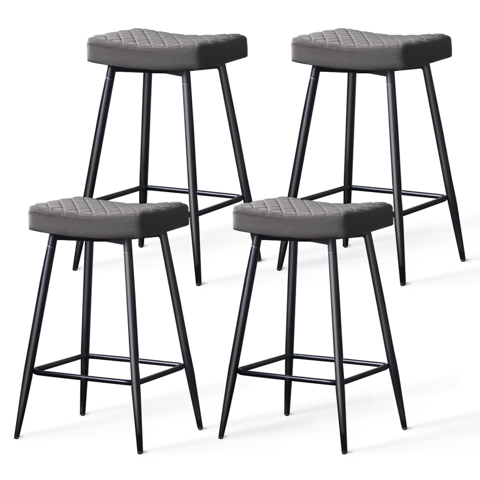 (Grey(Velvet), 4PCS) 2/4PCS Round Velvet Bar Pub Stools Chairs Seats