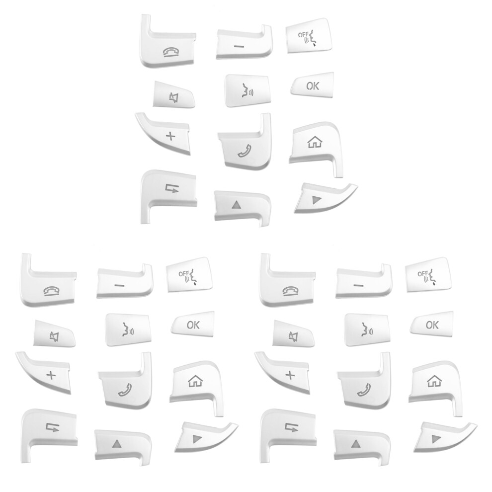 36Pcs Steering Wheel Button Covers Trim Stickers For Glc X253 2015 2016 & C Class W205 2014 Silver 4853956092485