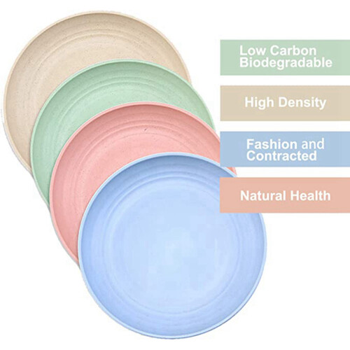 8Pcs 10 Inch Wheat Straw Deep Dinner Plates - Microwave and Dishwasher Safe, Unbreakable Sturdy Plastic 2