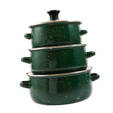 3 pieces Threepiece mini soup pot set enameled stew pot Dutch Oven pot enamel pans for cooking pot simmer old cookware enamel green