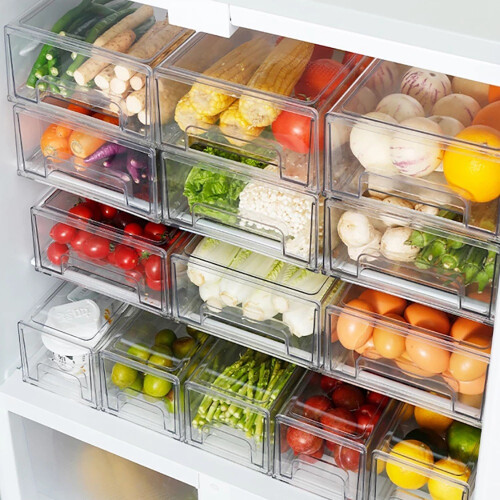Refrigerator Storage Box Clear Food Bin Kitchen Organizer L 2