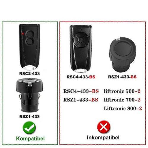 2pcs Garage Door Remote Control for EcoStar RSC2-433 RSE2-433 RSZ1-433, Gate Handheld Transmitter 2