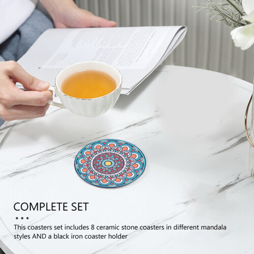 Coasters for Drinks, 8 Pcs Absorbent Stone Wooden Table 2