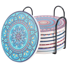 Coasters for Drinks, 8 Pcs Absorbent Stone Wooden Table