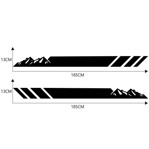 2Pcs Side Skirt Sticker Long Stripe Mountains Body Decals Stickers 2