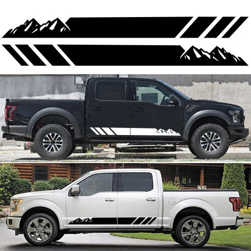 2Pcs Side Skirt Sticker Long Stripe Mountains Body Decals Stickers 1