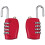 2 X Pink 4 Dial Combination Padlock Resettable Lock Luggage Suitcase Travel 5