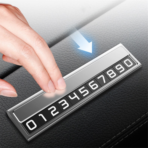 Car Temporary Parking Cartoon with Phone Number Plate Silver 1