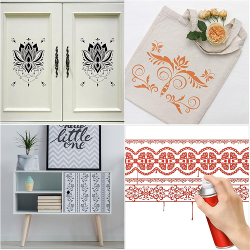 12Pc Flower Border Stencils Reusable for DIY Craft Stencils, 12x3.9In 2