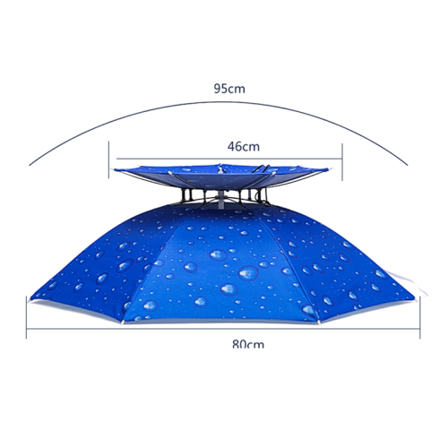 Double Layer Windproof Umbrella Overhead Headwear Cap 1