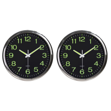 2X 12 Inch Round Large Luminous Wall Clock Glow in the Dark Non-Ticking Indoor Decor -Silver