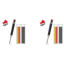 2X Mechanical Carpenter Pencils Construction Heavy Duty with Built-in Sharpener Black