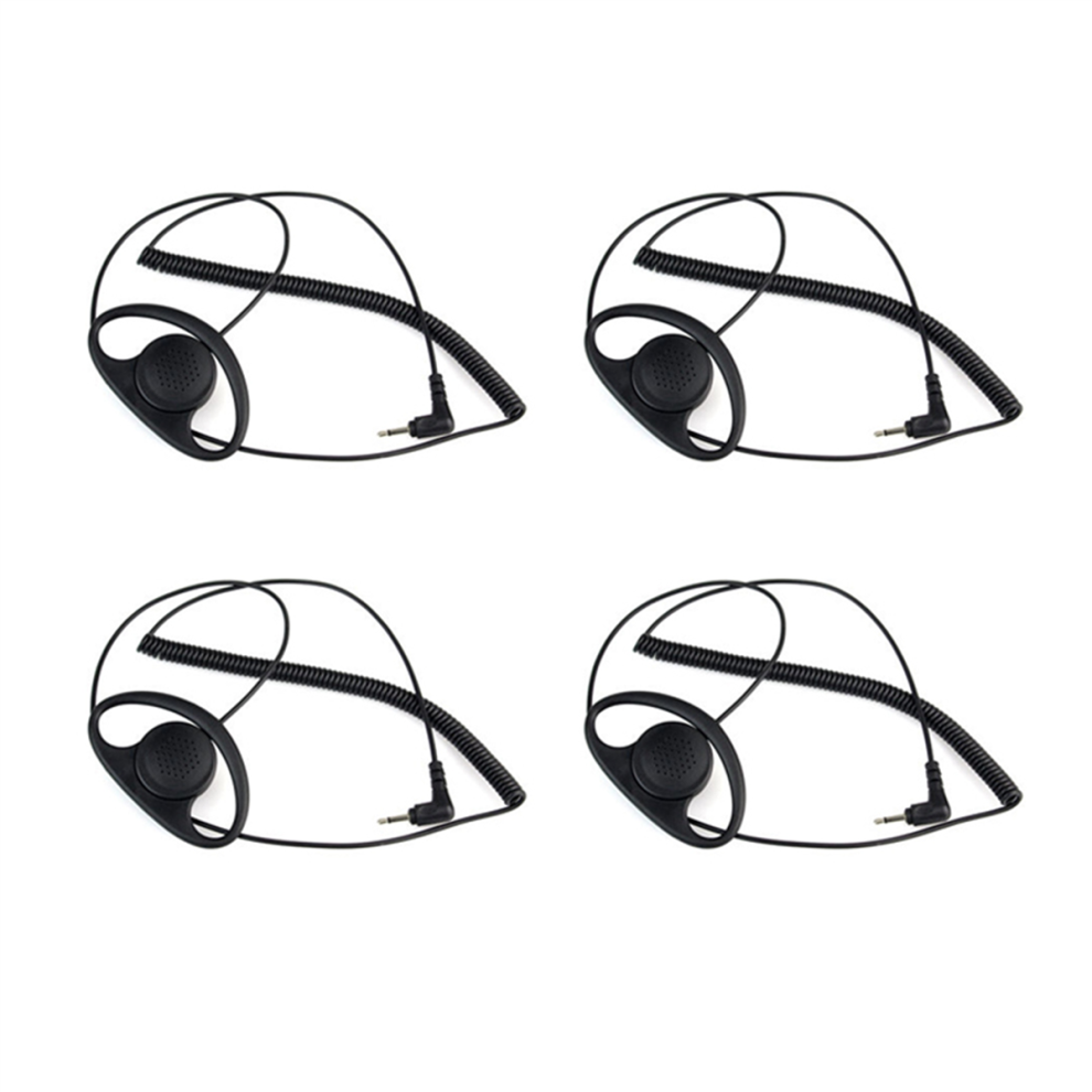 4X, 3.5MM Listen Only D Shape Earphone Headset Earpiece Earhook for SPEAKER MIC Walkie-Talkie