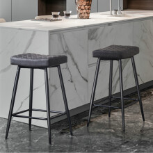 (Dark grey (PU), 2PCS) 2/4PCS Round Velvet Bar Pub Stools Chairs Seats