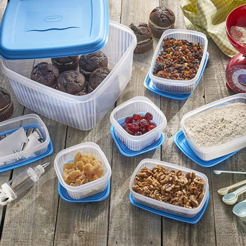 Addis Addis 10L Square Lunchbox Food Container. Transparent With A Blue Lid. 2