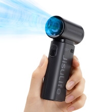 JISULIFE Portable Handheld Fan Life9, Turbo Power High Speed Air [18H Max Cooling Time], 5 Gear Wind, 5000mAh Rechargeable, Mini Pocket Design,
