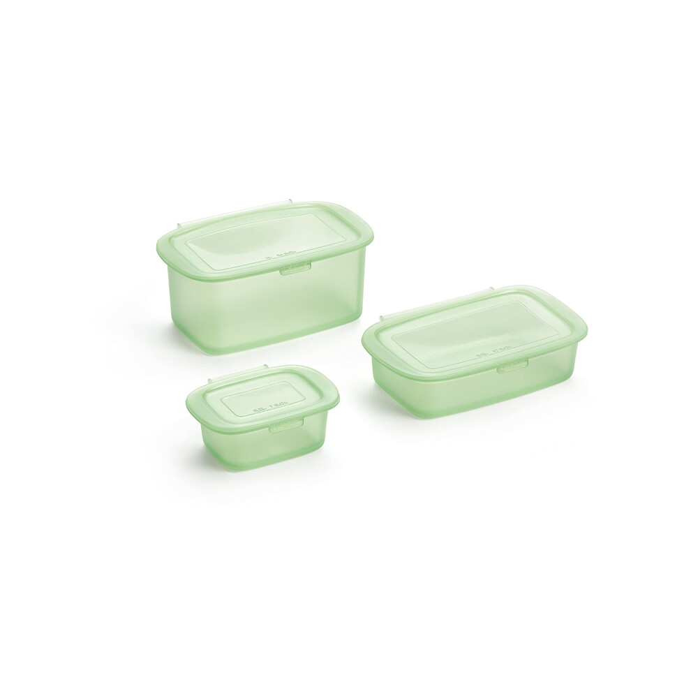 L?ku? Reusable Silicone Food Storage Box Container Set of 3. Includes 0.2 L,0.5 L, 1.0L