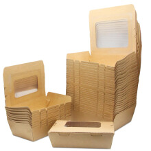 La Llareta Salad Boxes Takeaway, 50 PCS 900ml Takeaway Box, Cardboard Food Boxes, with Window, Oil and Water Proof, for Sandwich, Cheesecake, Burger