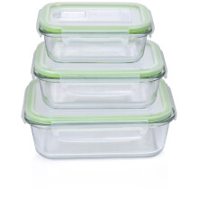 alpina Food Storage Containers with Lids - Glass - 6-Piece - Glass Container - Storage Box - Microwave, Freezer, Over and Dishwasher Safe - 370, 640