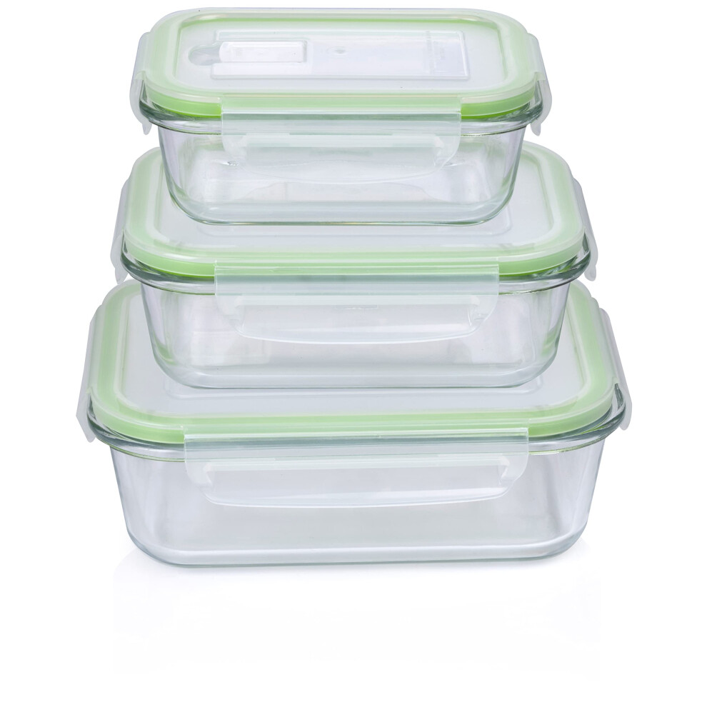 alpina Food Storage Containers with Lids - Glass - 6-Piece - Glass Container - Storage Box - Microwave, Freezer, Over and Dishwasher Safe - 370, 640