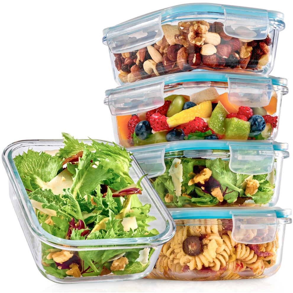 Praknu Glass Containers With Lids 500Ml - 4 Meal Prep Container - Stackable & Airtight - Bpa-Free - Dishwasher Safe - Freezer And Microwave Safe