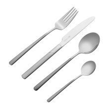 Viners Atlanta 16 Piece Cutlery Set Stainless Steel, Brushed Satin Finish Includes Knives, Forks, Spoons Rust-Resistant, Dishwasher Safe Ideal for