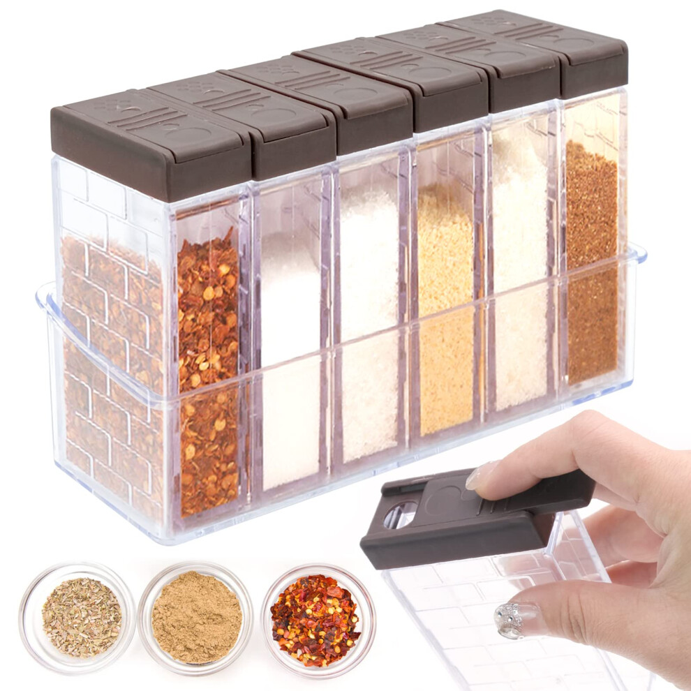 Ennoxwi Spice Shaker Camping 6 In 1 Spice Jars Plastic Spice Jars Spice Box For Storage Pepper Kitchen Salt Spices