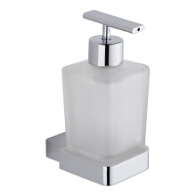 Milano Arvo Modern Wall Mounted Square Glass Bathroom Soap Dispenser Chrome Holder