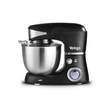 Venga! Stand Mixer, Perfect for Baking Cakes with Balloon Whisk, Flat Beater, Dough Hook and 5 Litre Stainless-Steel Bowl, 1000 W, Black, VG M 3014 BS