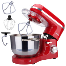 Arebos Stand Mixer 1500 W with 6 L stainless steel mixing bowl, incl. whisk, dough hook, flat beater and splash guard, 6 speed settings and pulse