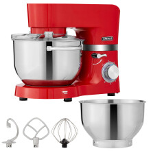 Arebos Stand Mixer 1500 W Red | Kneading Machine with 2 x Stainless Steel Mixing Bowls | Low Noise | Food Processor & Kitchen Mixer with Mixing Hook,