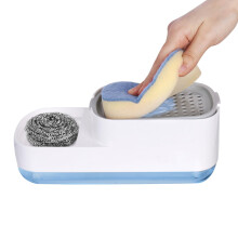 Minicoco Dish Soap Dispenser 3 in 1 Soap Pump Dispenser and Sponge Holder Replenishable Detergent Kitchen Soap Dispenser Washing Up Liquid Dispenser