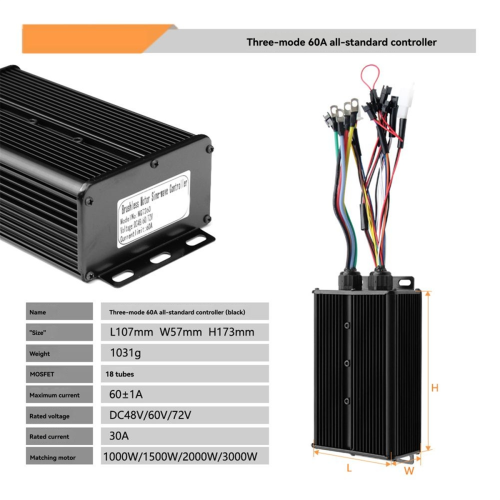 48/72V 60A 1000/3000W Brushless Controller S966 LCD Kit 1