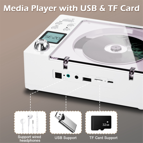 Draagbare Bluetooth Retro CD-speler, dubbele luidsprekers B 2