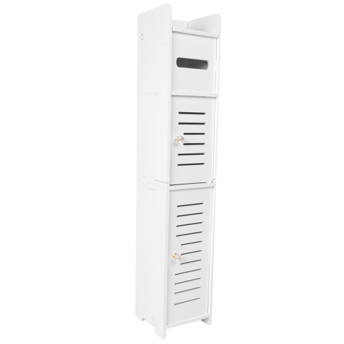 Storage Cabinet for Skinny Bathroom Storage Corner Floor (White) 2