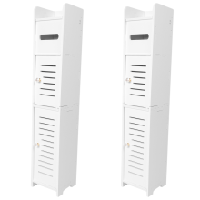 Storage Cabinet for Skinny Bathroom Storage Corner Floor (White)